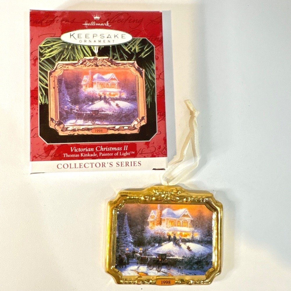 Hallmark Keepsake 1998 Thomas Kinkade Victorian Christmas II Ceramic Ornament - Picture 1 of 4